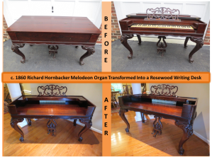 c.1860 Richard Hornbacker Melodeon Rosewood Organ Desk